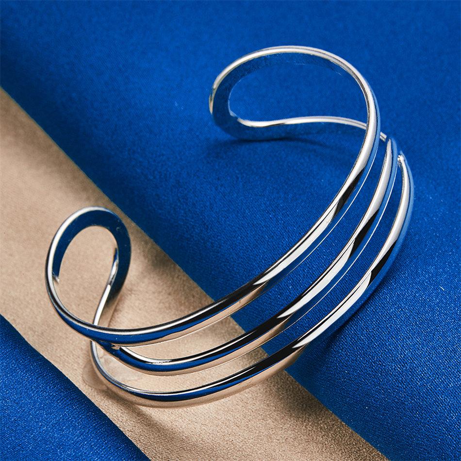 Elegant 925 Sterling Silver Opening Exquisite Multi-layer Bracelet for Women's Fashion Parties and Wedding Accessories