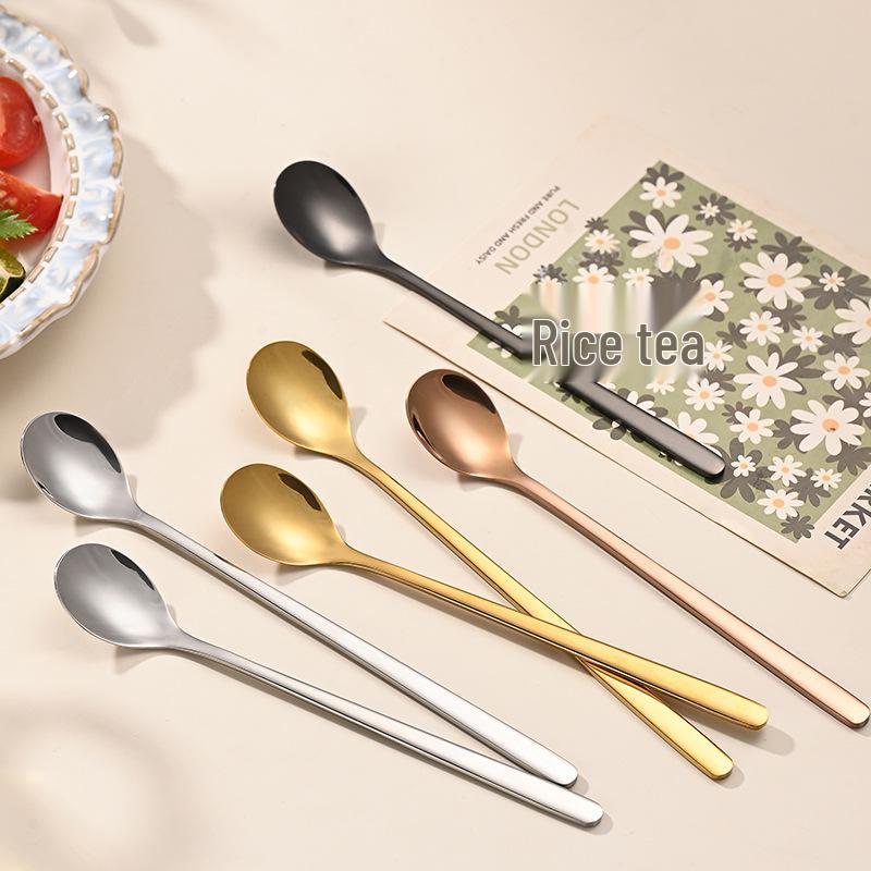 Gold Long Handle 304 Stainless Steel Water Drop Spoon for Stirring Desserts and Coffee