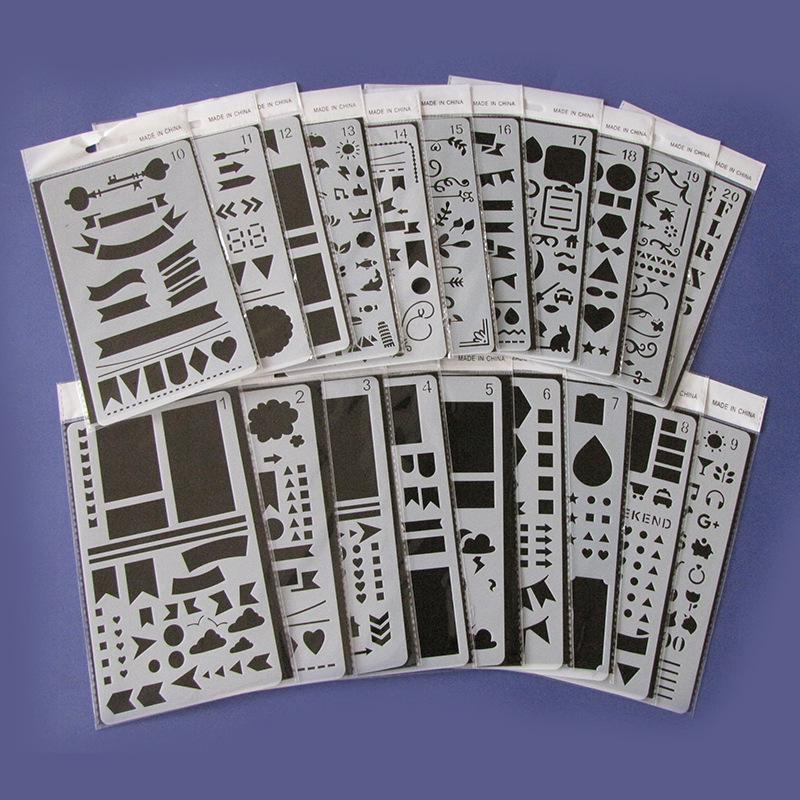 20 Set Cross-Border Journal Stencil Templates: DIY Lace Ruler for Themed Drawing & Crafting