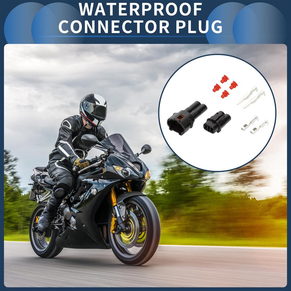INFINAUTO 2 Pin Waterproof Connector Plug 2mm Series Female Female Wire Terminal Connector for