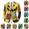 Men's Business Casual with Lapel Long Sleeve Halloween Print for Fall Winter (Tie and Pocket Square Not Included)