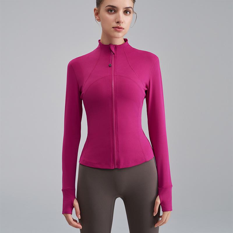 Nude Feel Women's Slim Fit Long Sleeve Yoga Jacket: Stand Collar, High-End Autumn/Winter Fitness Apparel