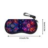 2D-Neon Mandala Floral Pattern Sunglasses Case, Protective Zipper Eyeglasses Pouch, Lightweight Portable Eyewear Container for Travel and Gift