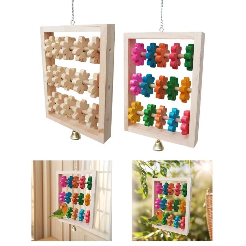 Naturholz Papageien Kauspielzeug Hängende Schaukel Kletterstange Block Für Kleine Mittlere Vögel Spielzeiten Aktivität