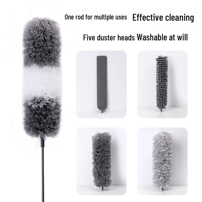 Telescopic Electrostatic Feather Duster for Ceiling and Cobweb Cleaning