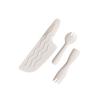 Eco-Friendly Disposable Cutlery Set: Fork, Knife, Cake Fork, Dessert Spoon, and Ice Cream Spoon.