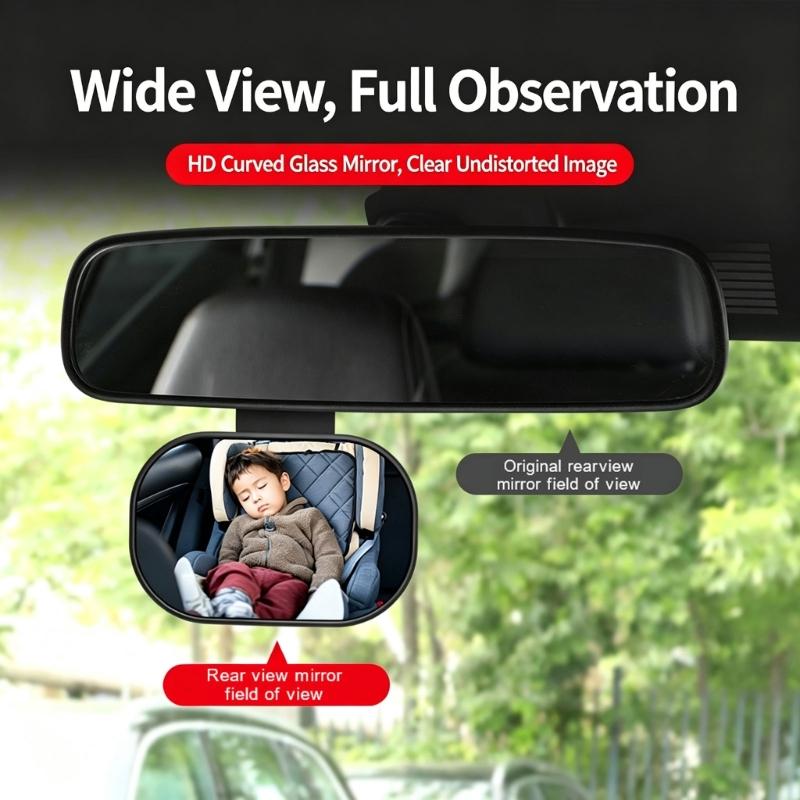 Rear-Seat Baby Monitoring Mirror with Wide View and Adjustable Head for Parents, Caregivers and Family Travel Use