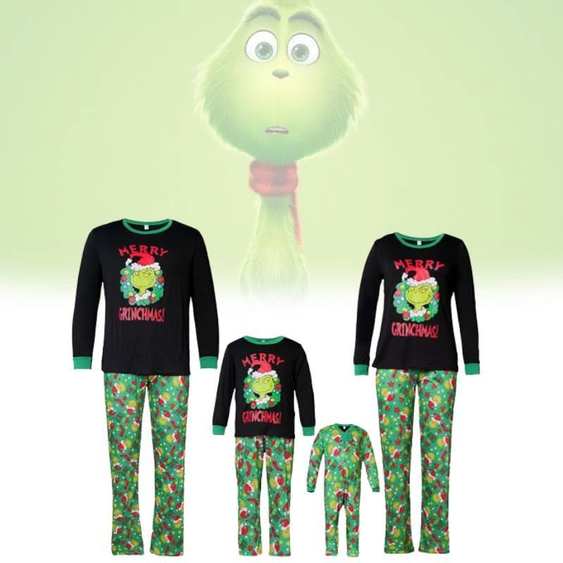 Gemütliches Weiches Polyester Familien-Partner-Pyjama-Set mit dem Grinch für alle Altersgruppen