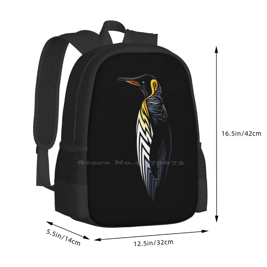 Tribal Penguin Large Capacity School Backpack Laptop Bags Penguin Tribal Tattoo Tattu Iceberg Antarctica