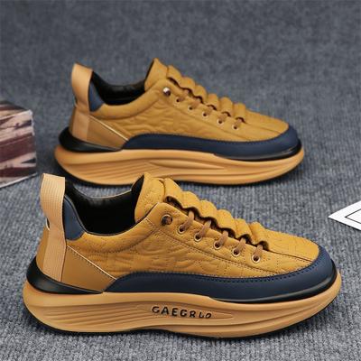 Retro Yellow Men Fashion Sneakers Autumn Designer Mens Platform Shoes Comfortable Casual Sports Shoes Men Zapatillas De Hombre