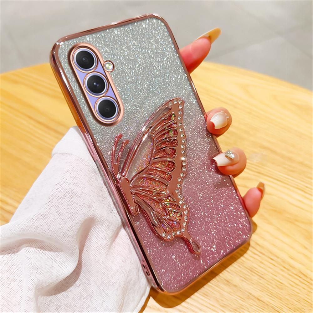 Gradient Glitter Butterfly Quicksand Phone Case For Samsung A15 A35 A55 A25 A05S A54 A34 A24 A14 A13 A33 A53 Soft Silicone Cover