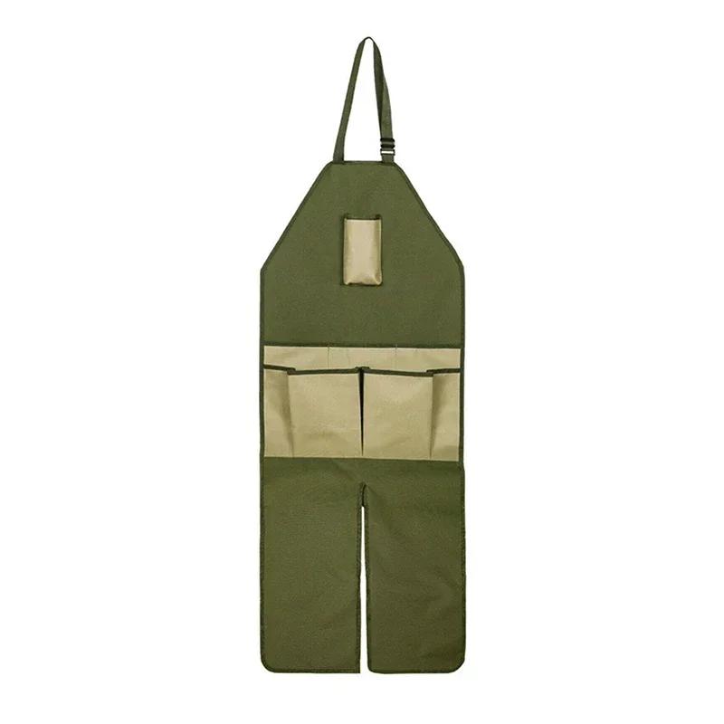Hot Wear-resistant Oxford Apron For Gardening Work Multiple Pockets For Small Tools Pruning Branches Picking Work Aprons