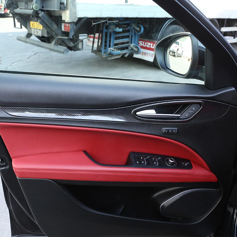ABS Carbon Fiber For Alfa Romeo Stelvio 2017 2018   Car Interior Door Panel Trim Decor Strips Car Accessories