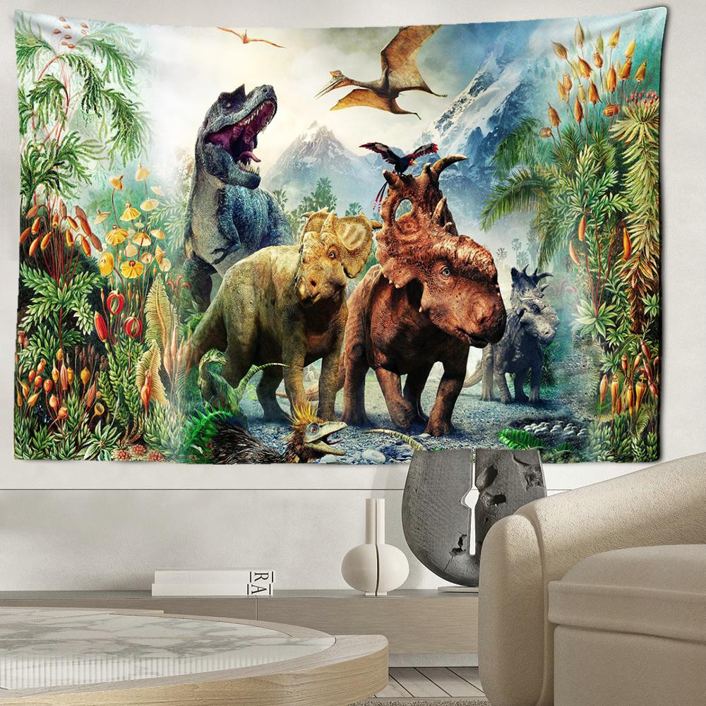 Uralter Wald Dinosaurier Wandteppich Wandbehang Abstrakte mysteriöse Kunst Hexerei Hippie Tapitz Wohnzimmer Schlafzimmer Wohnkultur
