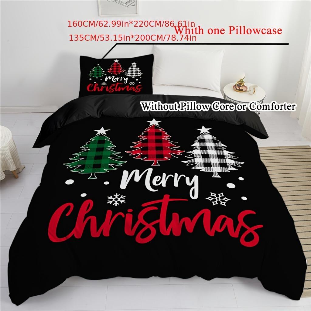 Christmas Theme Bedding Set 3D Printed Duvet Cover Set Skin-Friendly Single Double Size Christmas Decor Duvet Cover Set Gifts