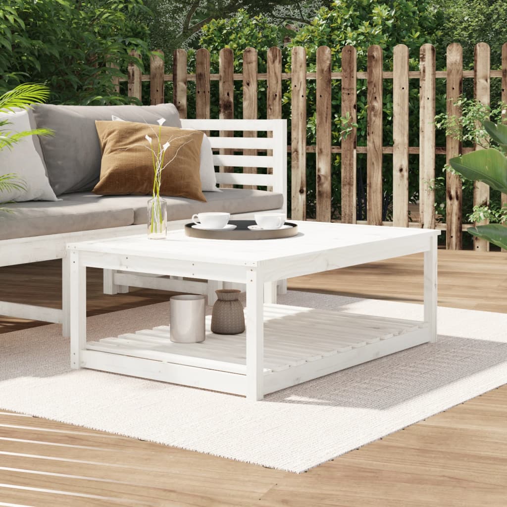 Vidaxl Garden Table, White, 121X82.5X45 Cm, Solid Pine Wood