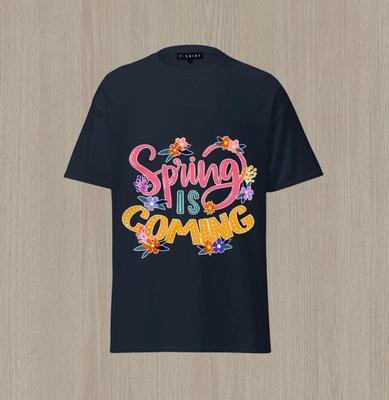 T-shirt Graphique Personnalisé 'Le Printemps Arrive' Unisexe Jersey Manches Courtes