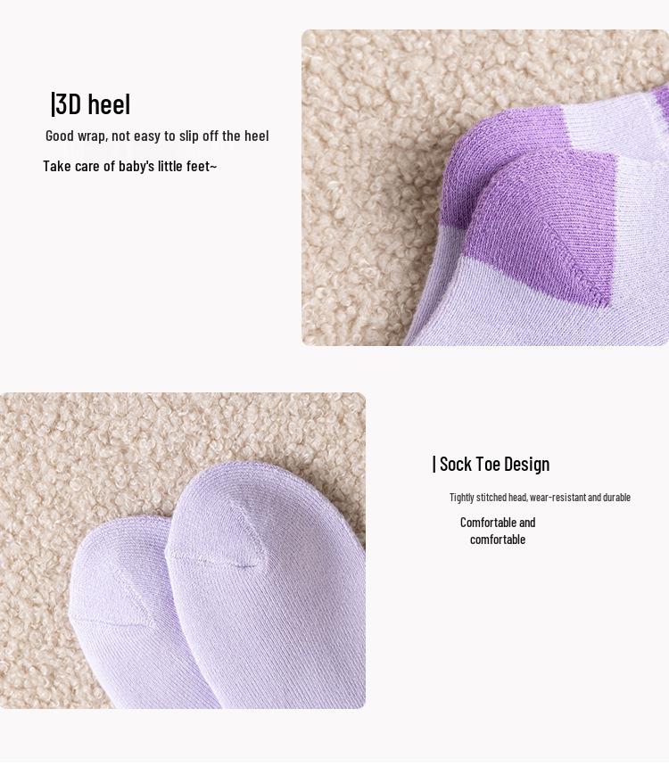 Kuromi Girls' Thick Winter Cotton Socks - Plus Velvet, Warm Terry for Autumn & Winter