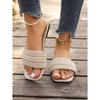 Ladies' Multi-layer Sparkling Diamond Toe Cover Sandals -Suitable for Casual, Party, Vacation, Fashionable Black Beach Shoes | Rubber Sole Single Shoe