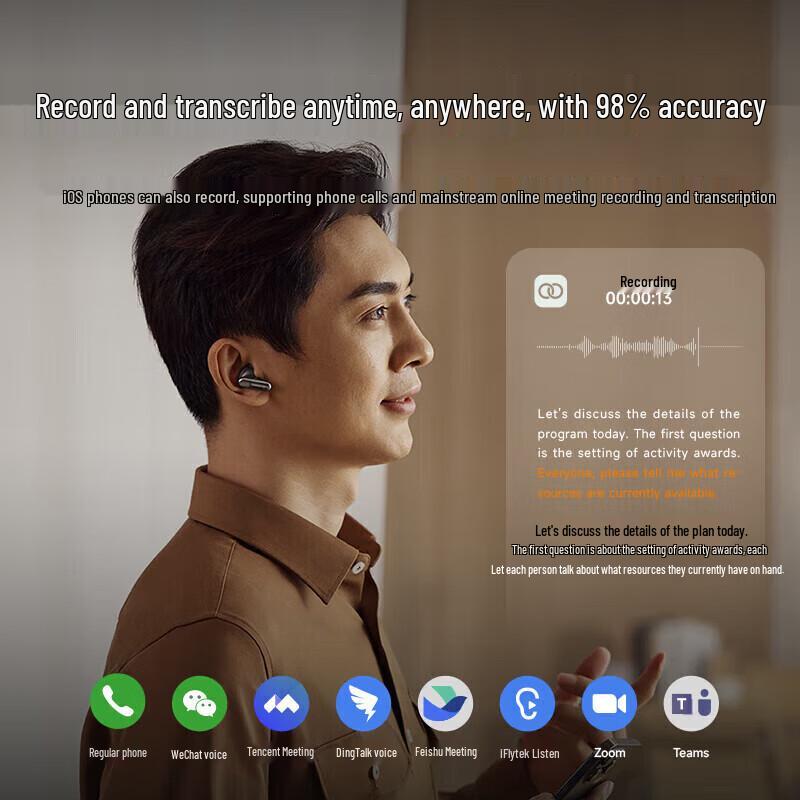 iFLYTEK Nano+ Wireless Noise-Cancelling Recording Headphones