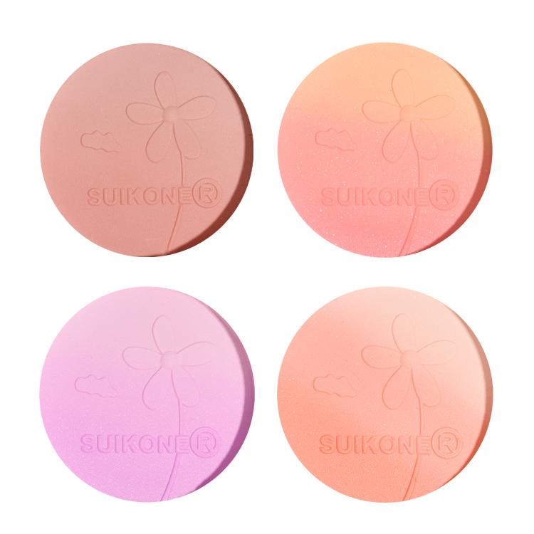 Grapefruit Shimmer Blush Powder Palette Face High Gloss Gradient Orange Cheek Rouge Powder Makeup Brighten Highlight With Puff