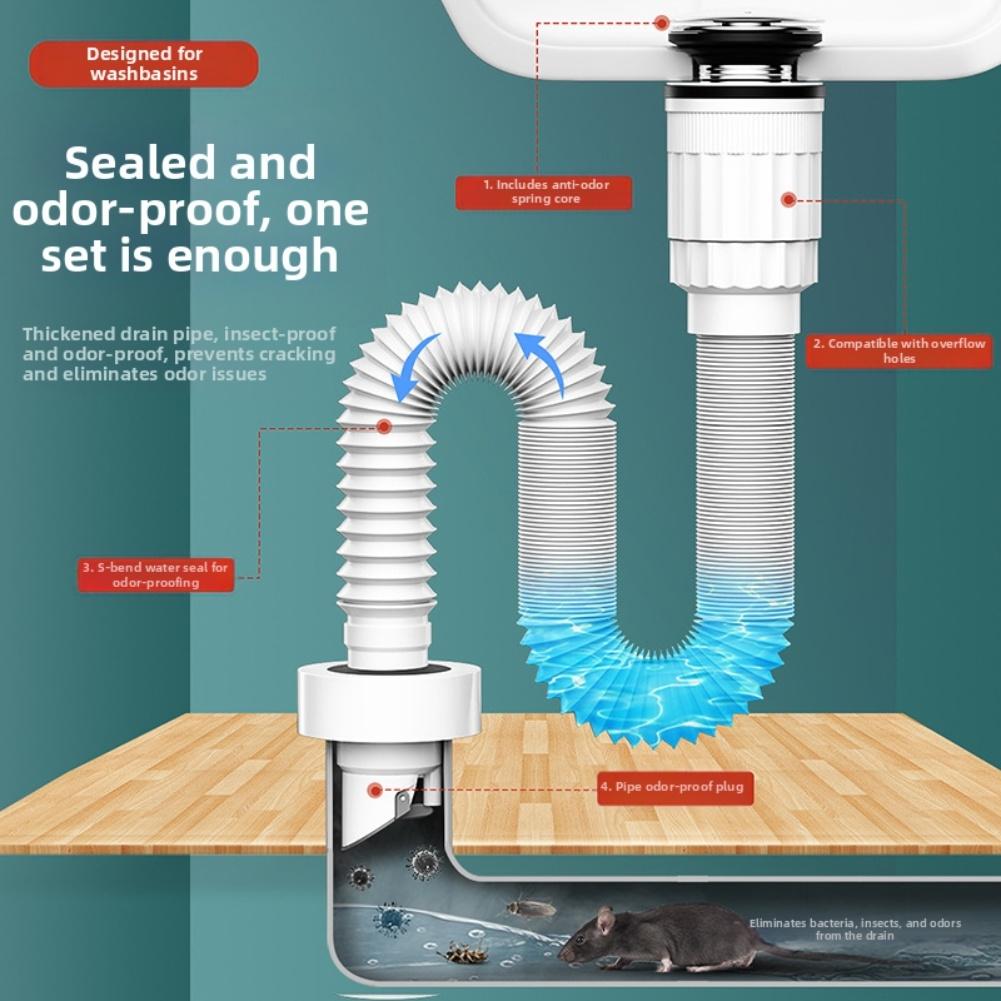1PC Home Water Pipe 90MM Washbasin Anti- Drainage Pipe From 50mm To 75mm Overflow For Fit High-Temp Resistant Bathroom Parts