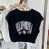 Women's European Style Sleeveless Cotton T-Shirt - Summer Waist-Cinching, Slim-Fit, Loose, Round Neck Top