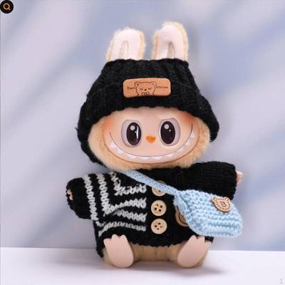 3Pcs Dolls Sweater and Hat Bag Outfits Accessories Miniature Clothes Costume for 15-17cm