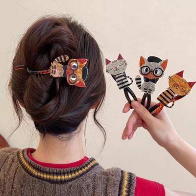 Girls Hair Clips Cartoon Cat Decor Twist Hair Claw Back Head Crab Holder Women Hair Styling Tool Hair Accessories