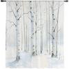 White Birch Semi Sheer Curtains Drapes for Living Room,Bedroom,French Doors Window 84 Inches Long,Watercolor Winter Snow Scenery Trees Forest Rod