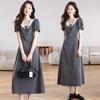 Summer Gray Dress for Women High Waist Breathable Pear Shaped Waist Design Polka Dot Dress Fashion