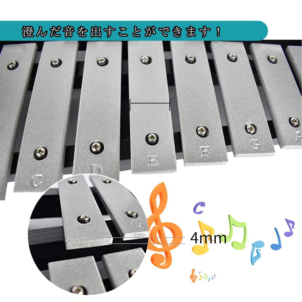 ENNBOM Tabletop Metallophone, 30 Notes, Folding, with 4 Mallets and Storage Case