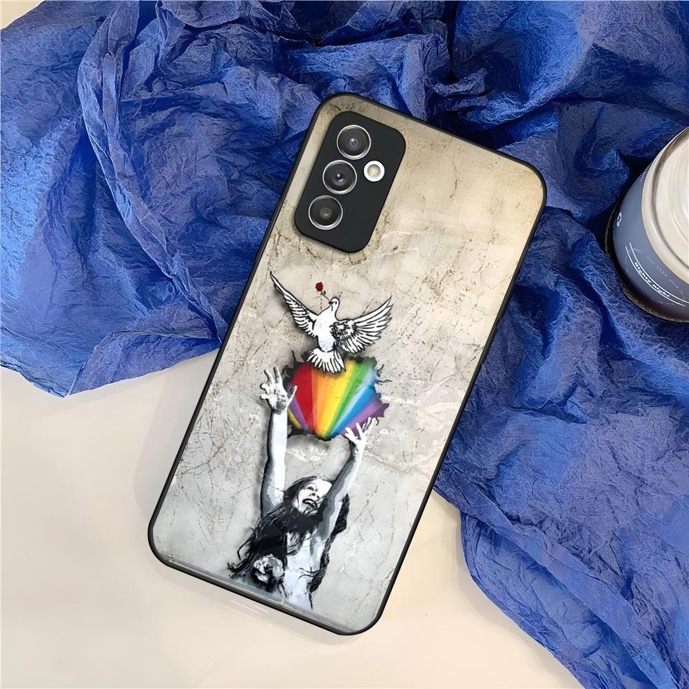 Street Art Banksy Graffiti Phone Case for Samsung Galaxy S25 S24 S30 S21 S23 S20 S22 Fe Note 20 Pro Edge Ultra Plus glass Cover