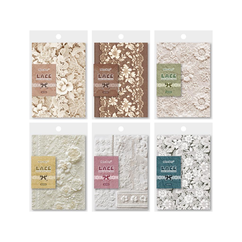 32pcs/1 lot Material Paper Lace Series Retro Literary Lace Hand Account DIY Decor Base