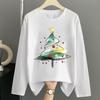 (Asian Size) Letter Lovely Women Autumn Winter Print T Shirt Christmas Holiday Graphic Tee Casual Fashion Top Clothing Long Sleeve T-shirts