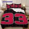 Red and Black Sports Jersey Number Bedding, Duvet Cover, Pillowcase, Home Decoration, Birthday Gift (1 * Duvet Cover+2 * Pillowcase, Coreless)
