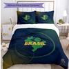 Brasilien Fußball Bedruckte Bettwäsche 3-teiliges Set Gemütliches Atmungsaktives Bettbezug-Set als Einweihungs-Feiertagsgeschenk