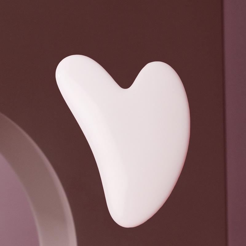 Rose Quartz Heart-Shaped Facial Massage Set with Dual-Head Roller & Board