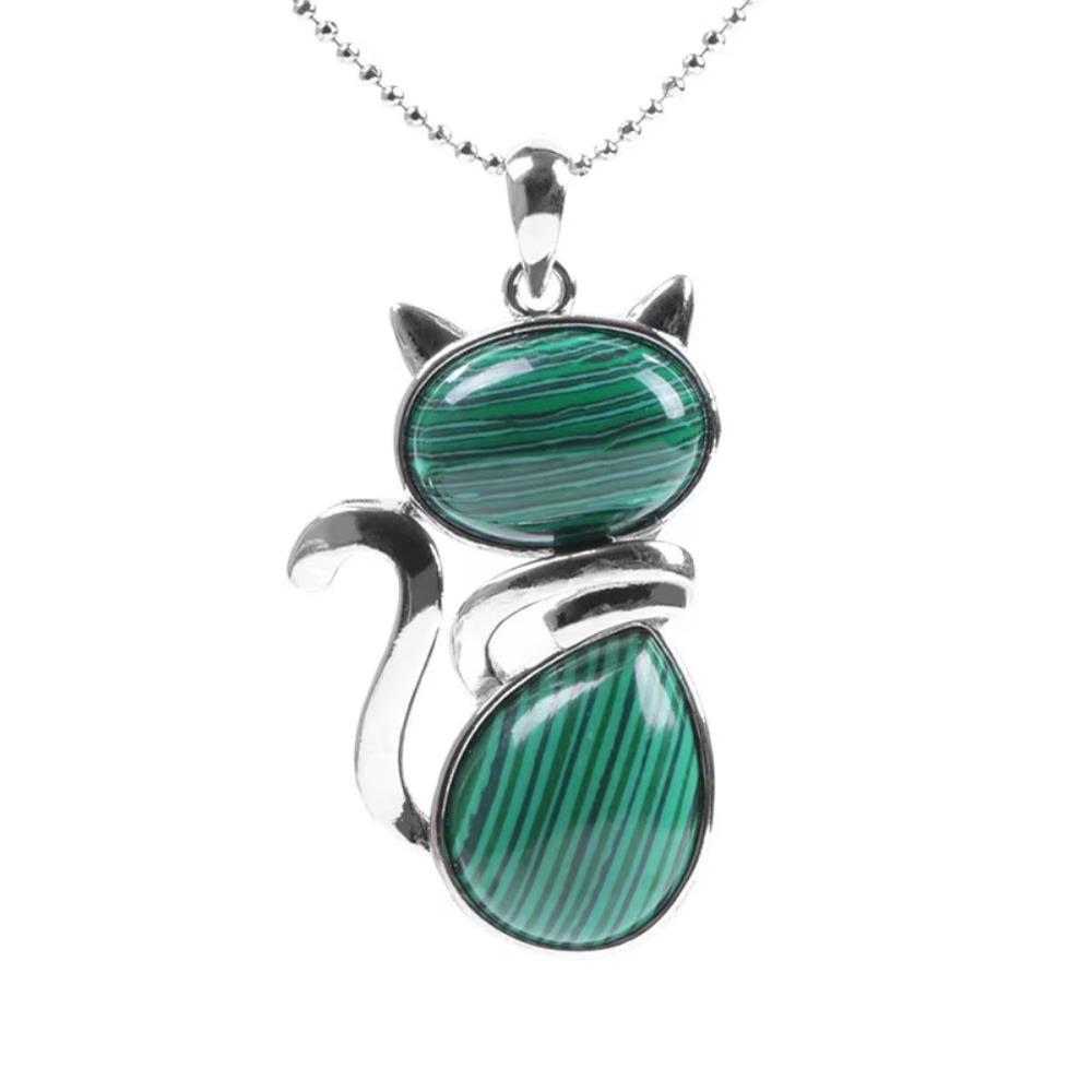 Pink Purple Stone Pendant Cute Shape Cat Jewelry Necklaces Daily Wear Cat Necklaces  Pet Lovers
