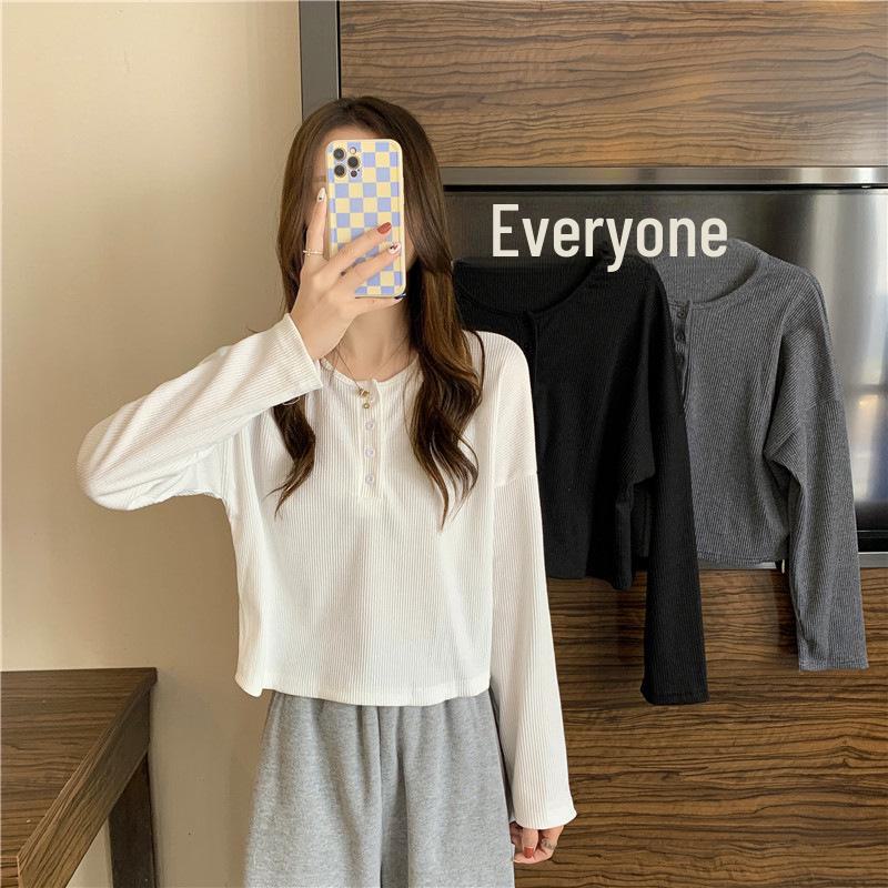 

V-Neck Loose-Fit Women s Blouse for Spring/Autumn M чёрный