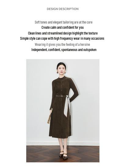 French Solid Color Inner Layer Base Shirt & Chenille Vest Dress Two-Piece Set