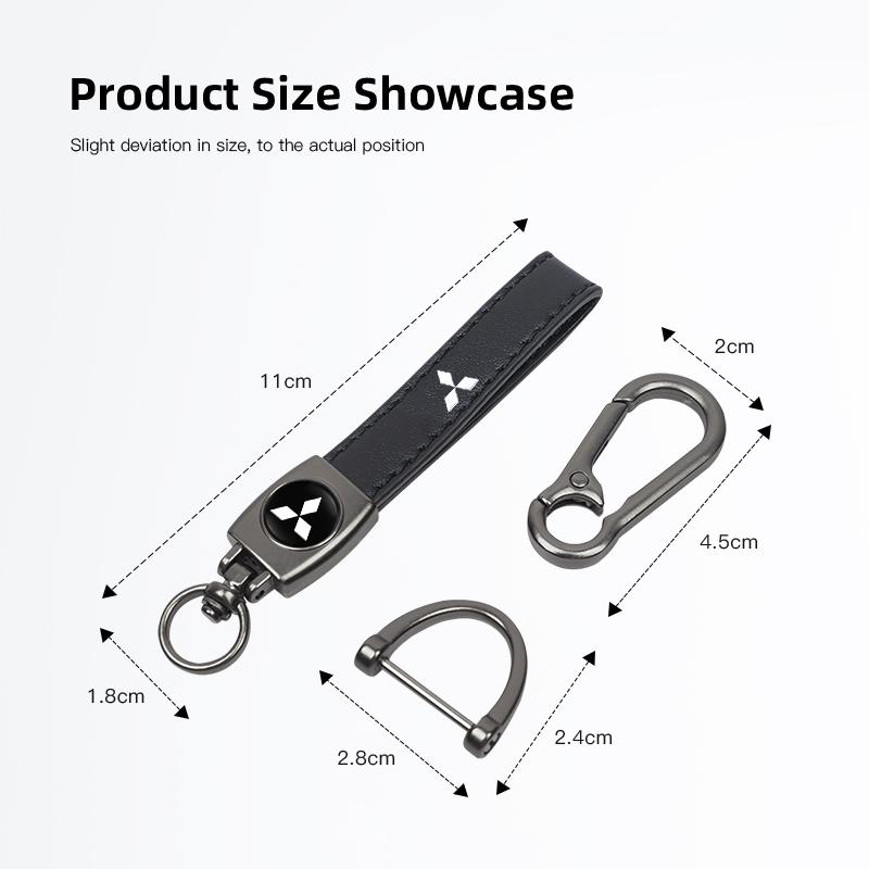 Leather Car Logo Key Chain Keyring Auto Interiors Accessories For Mitsubishi Xforce L200 Eclipse Cross Outlander Pajero Xpander