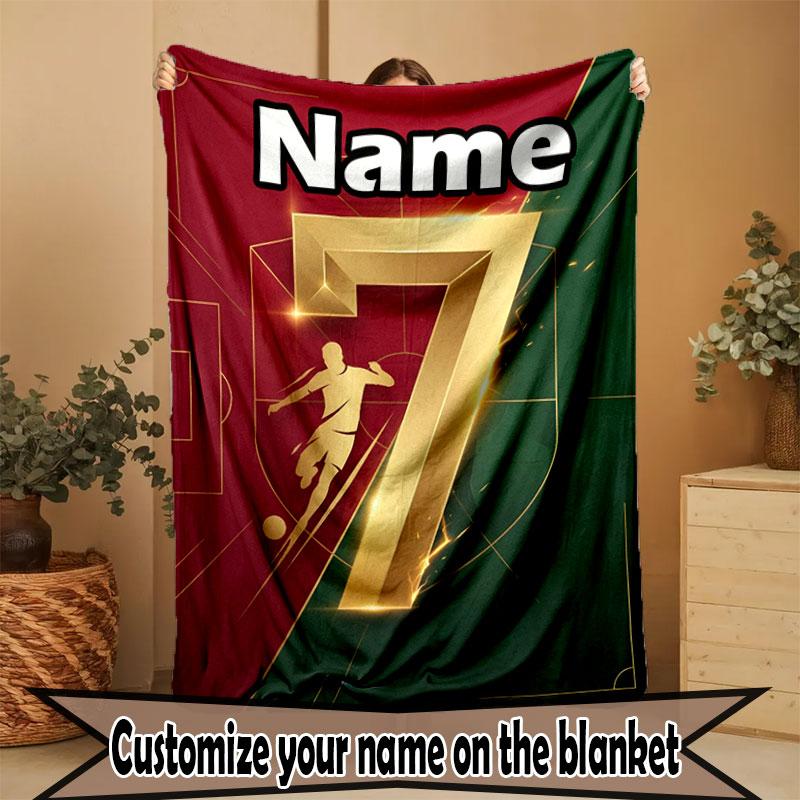 Custom Name Personalized Cristiano Ronaldo Print Blanket, Home Decor, Bedroom, Sofa, Camping, Couch, Gifts for Birthday Christmas