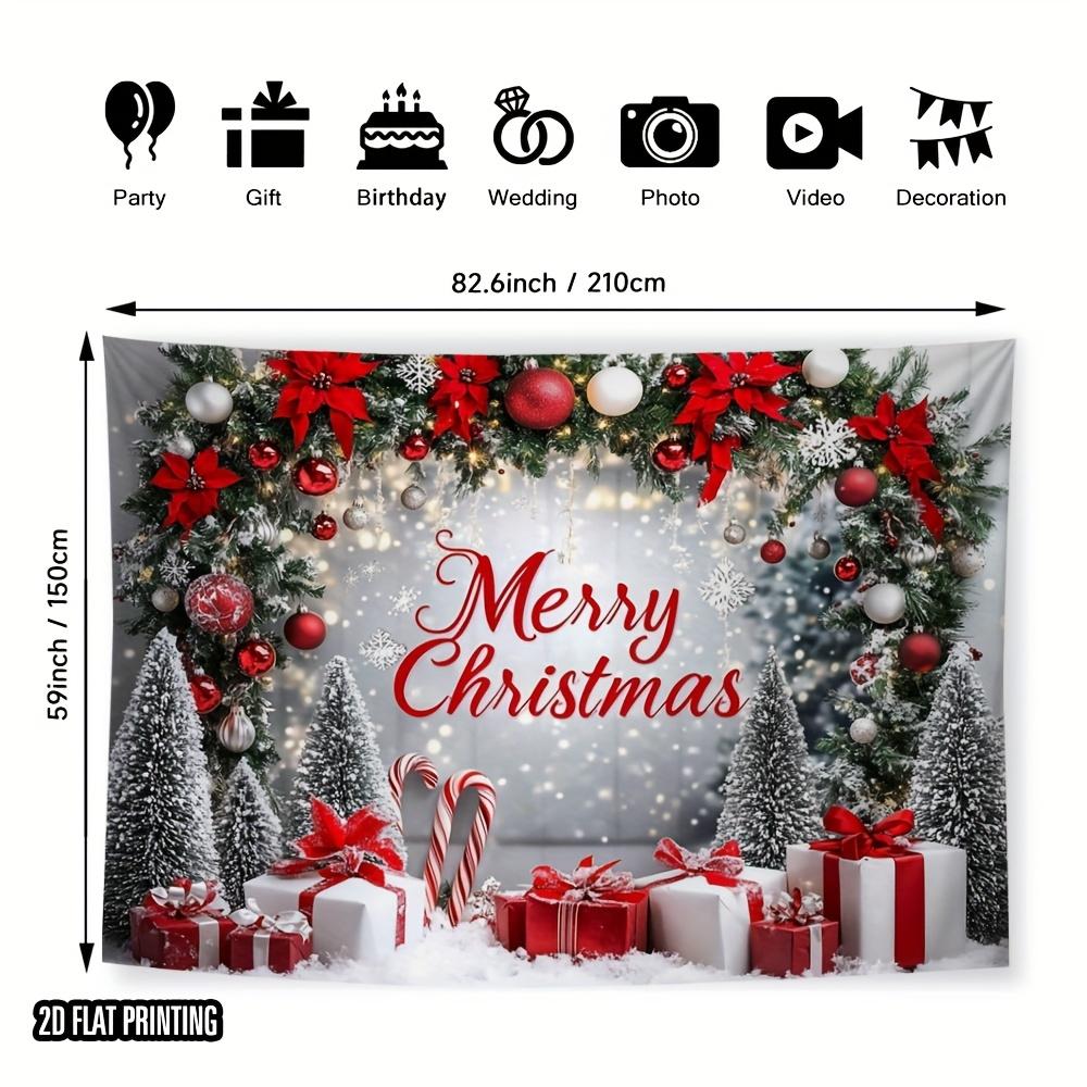 Festive Christmas Scene Tapestry, Polyester Wall Hanging For Holiday Home Decor, Office And Garden Celebration With Easy Setup