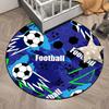 Soccer Ball Round Area Rug – Football Game Theme Carpet – Non-Slip Floor Mat for Living Room or Kids' Room, Washable Home Decor