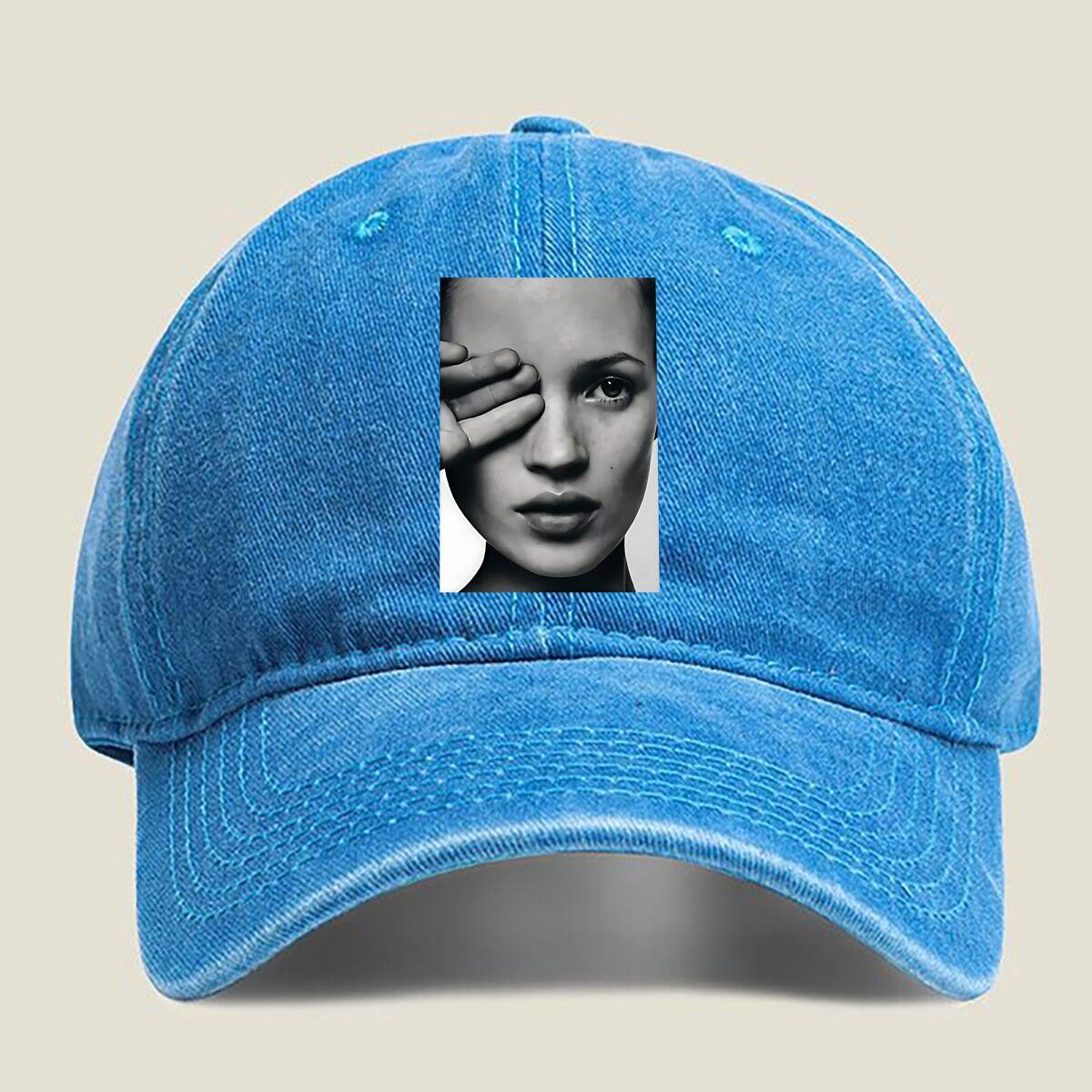 

Mysterious Woman Portrait Fashion Washed Baseball Cap Hat Outdoor Activities One Size озеро синий