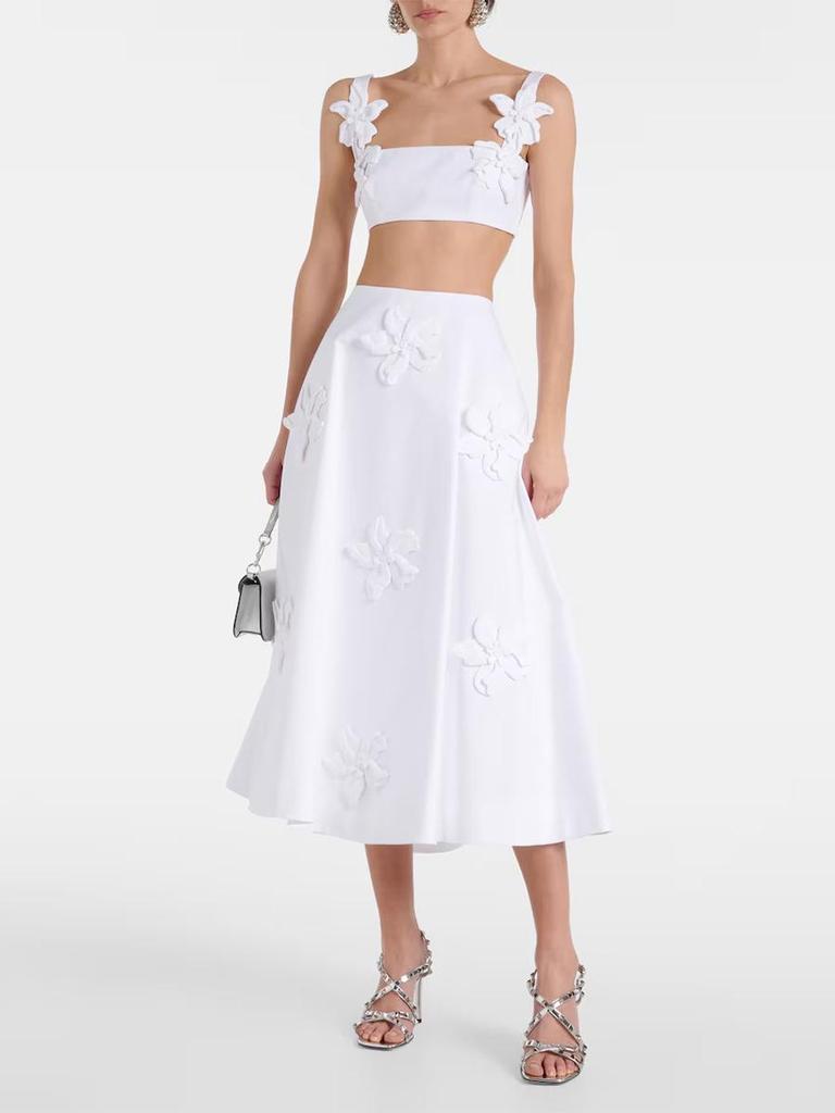 2025 French Retro Summer Floral Spliced High-Waist Midi Skirt and Sling Top Set