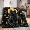 1PC Black Cat Moon Night Print Blanket, Soft Throw Blanket - Warm & Cozy for Couch, Bed, Office, and Travel Yy250912204