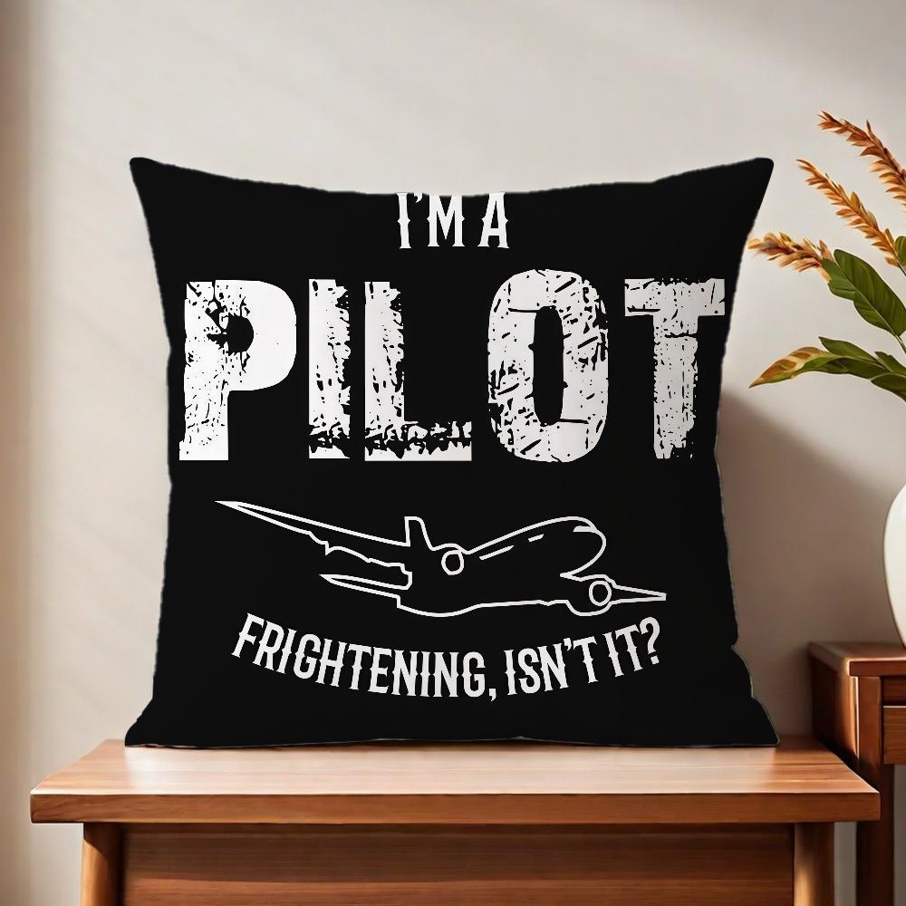 Aircraft Pilot Print Black Cushion Cover Printed Pillow Unique Home Decor Sofa Cushion Cover Home Decoration
