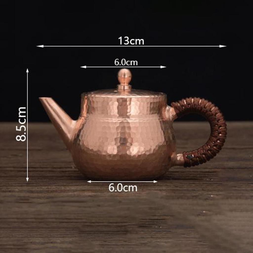 Copper Teapot Loose Leaf Tea Maker 200ml Side Handle Tea Ceremony Accessory Tea Kettle for Household Home Office Party Picnic